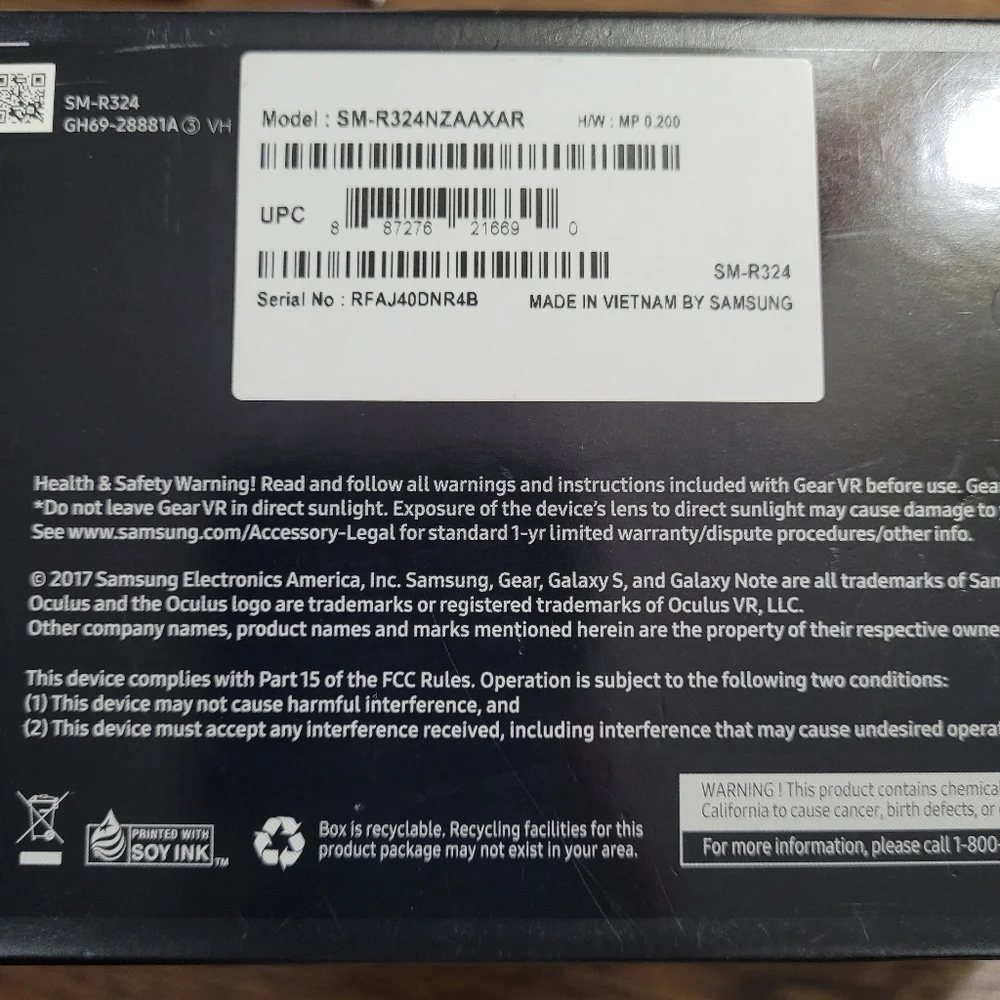 Samsung Gear VR virtual reality headset black